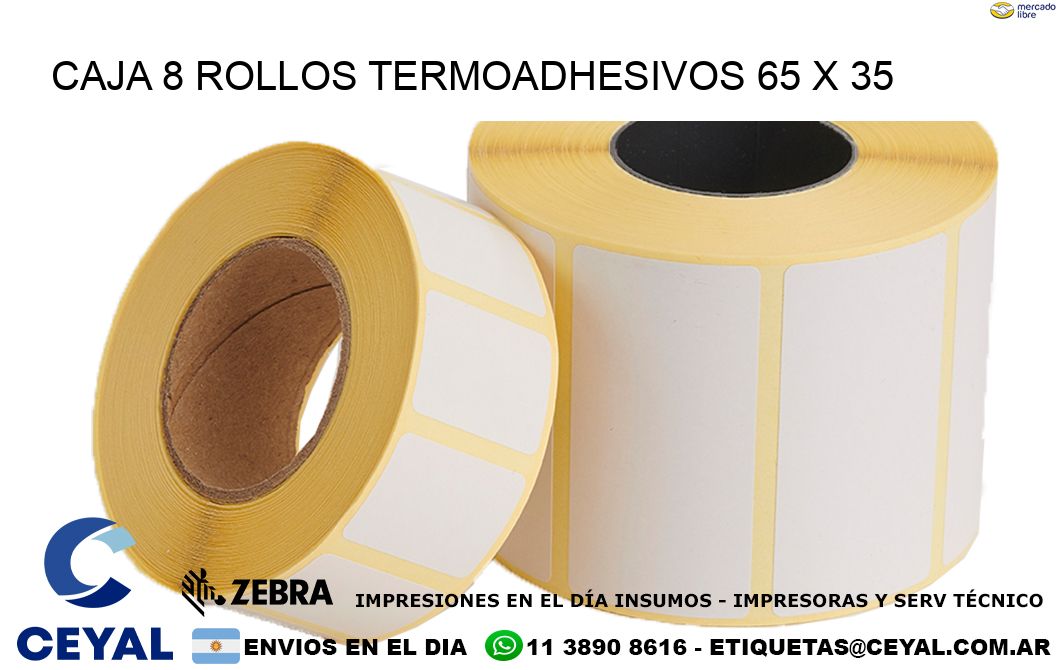 CAJA 8 ROLLOS TERMOADHESIVOS 65 x 35