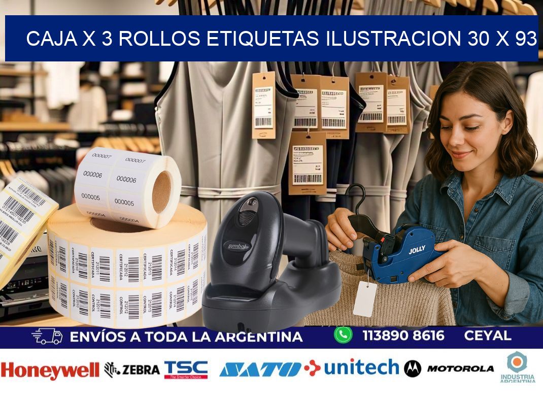 Caja X 3 Rollos Etiquetas Ilustracion 30 x 93