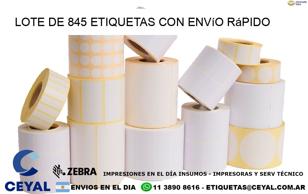 Lote de 845 etiquetas con envío rápido