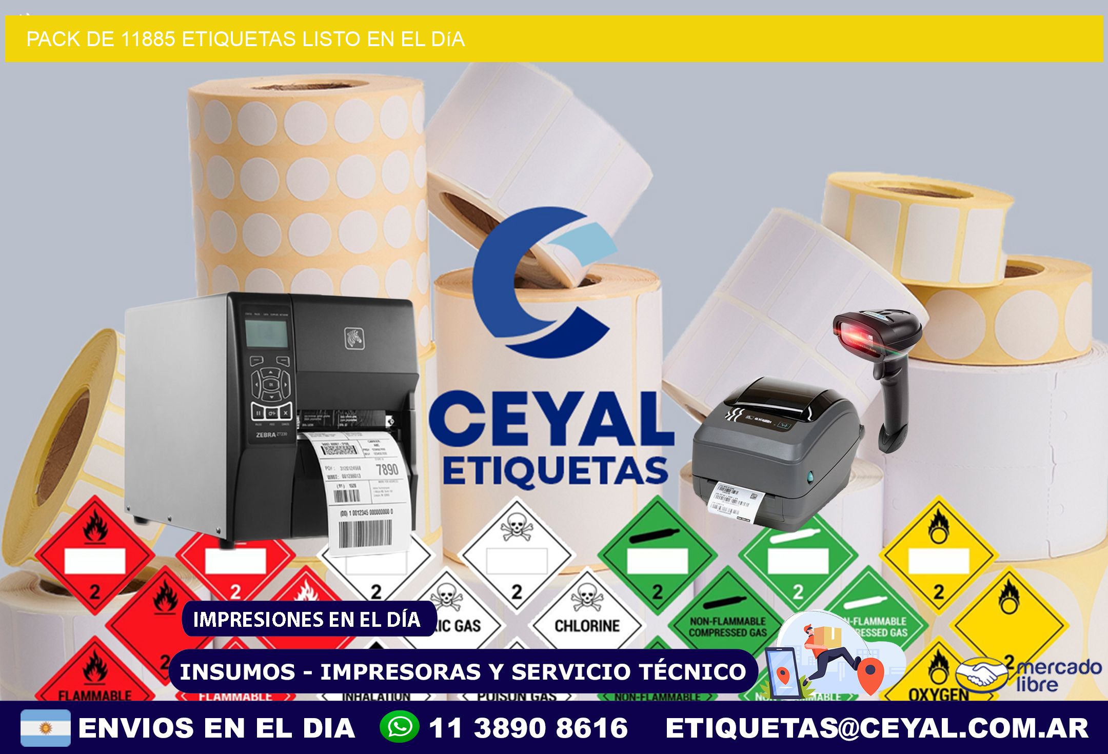 Pack de 11885 etiquetas listo en el día