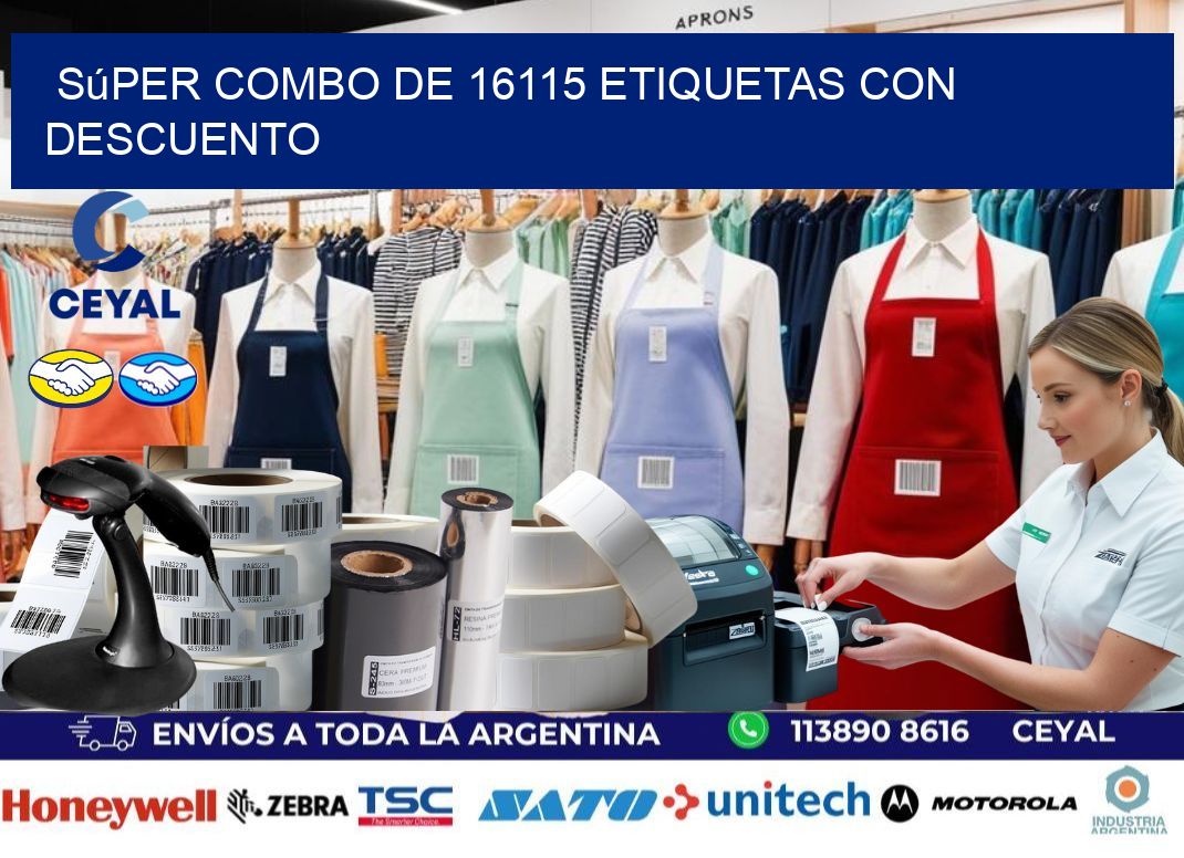 Súper combo de 16115 etiquetas con descuento