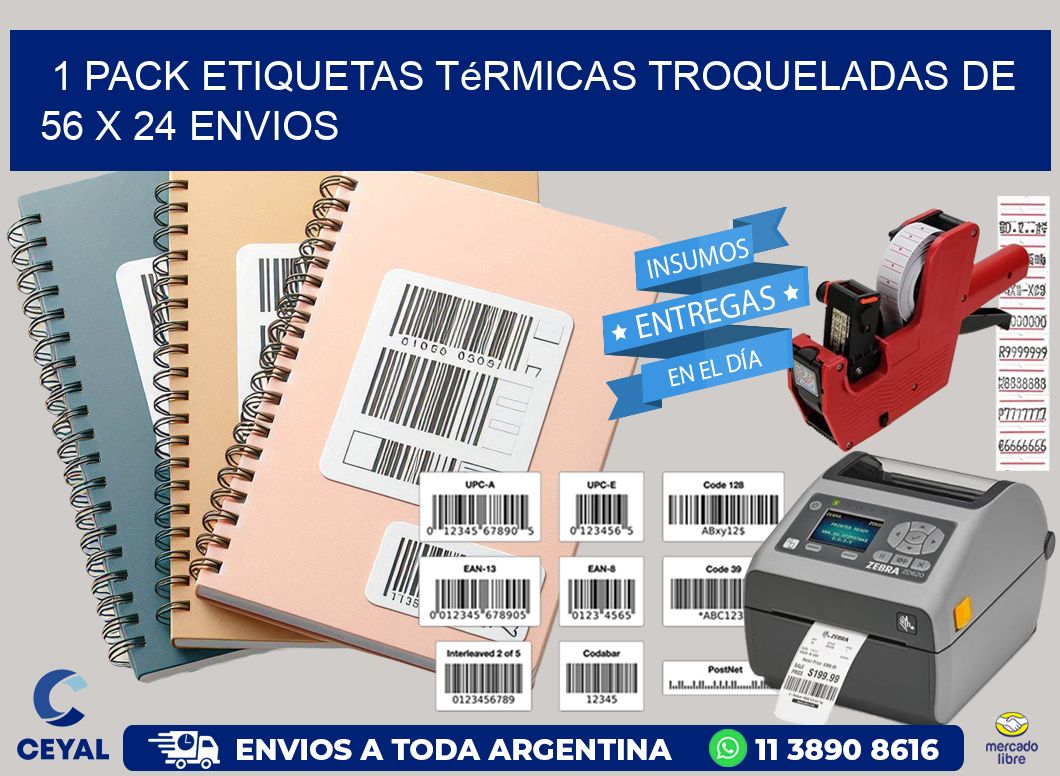 1 Pack etiquetas Térmicas Troqueladas De 56 x 24 ENVIOS