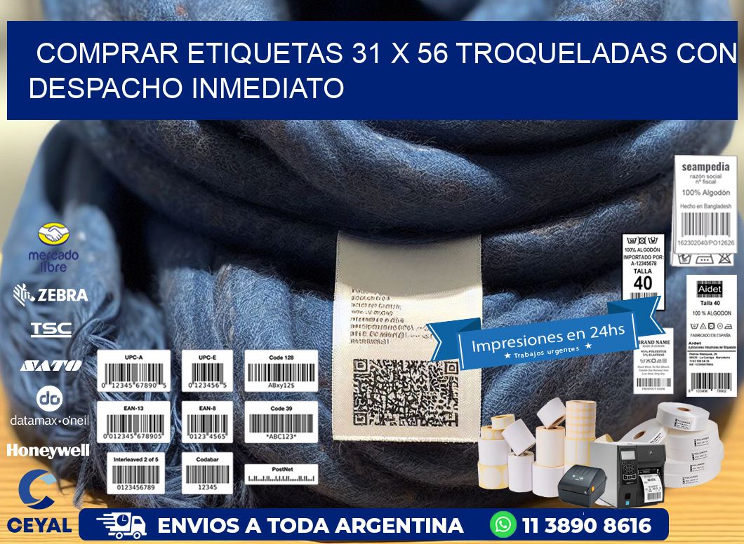 Comprar etiquetas 31 x 56 troqueladas con despacho inmediato