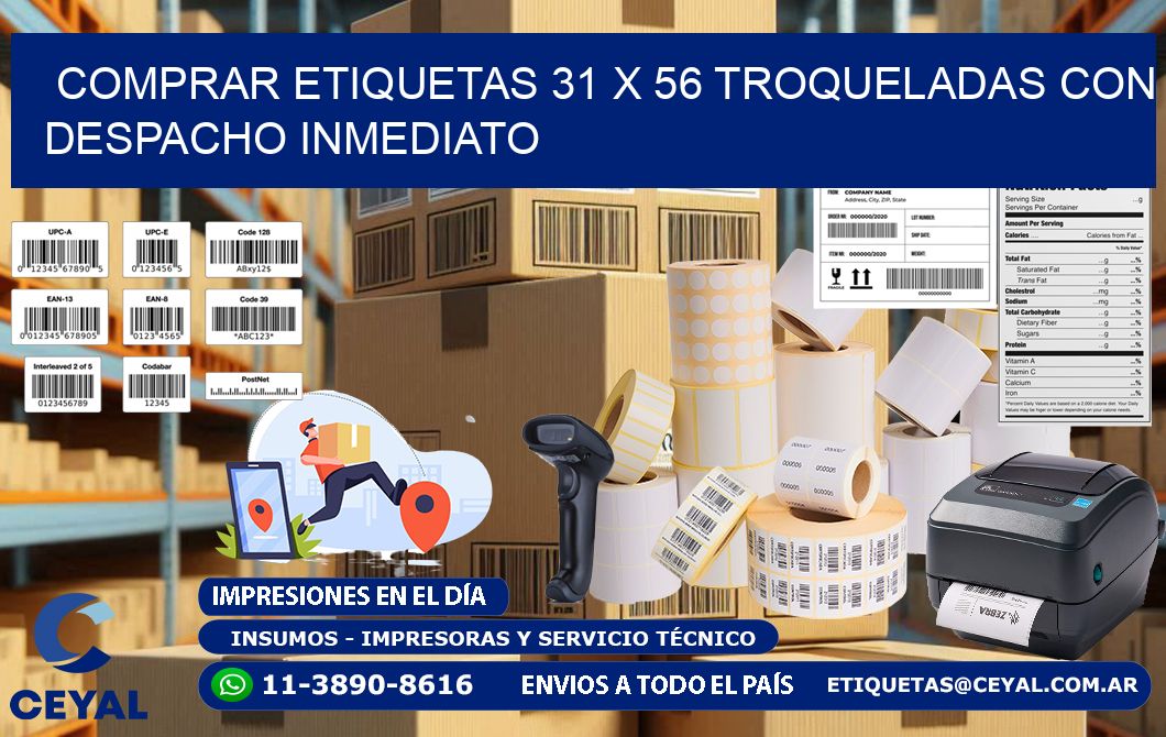 Comprar etiquetas 31 x 56 troqueladas con despacho inmediato