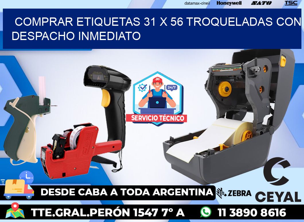 Comprar etiquetas 31 x 56 troqueladas con despacho inmediato