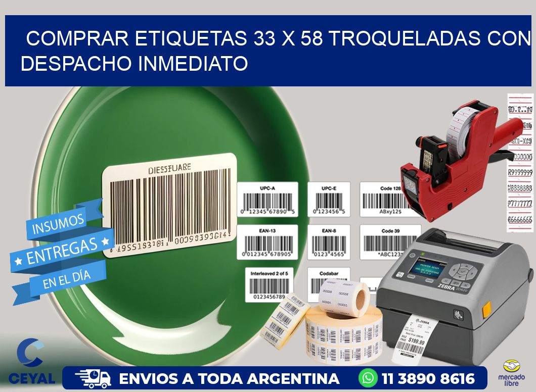 Comprar etiquetas 33 x 58 troqueladas con despacho inmediato