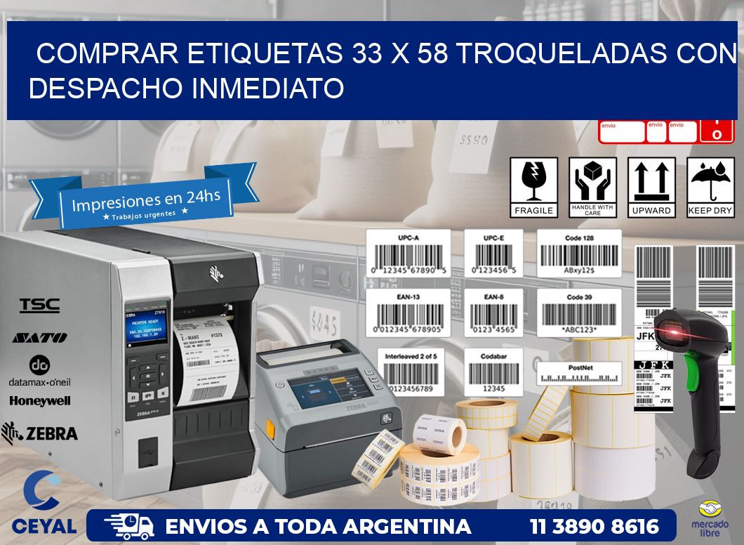Comprar etiquetas 33 x 58 troqueladas con despacho inmediato