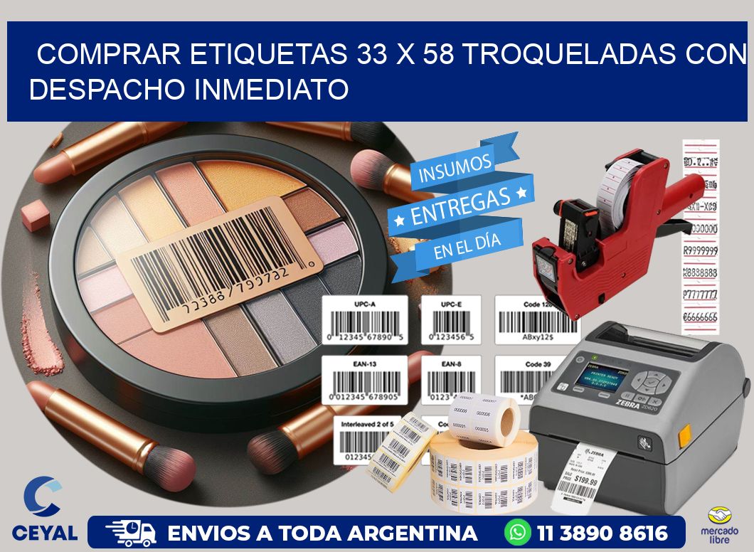 Comprar etiquetas 33 x 58 troqueladas con despacho inmediato
