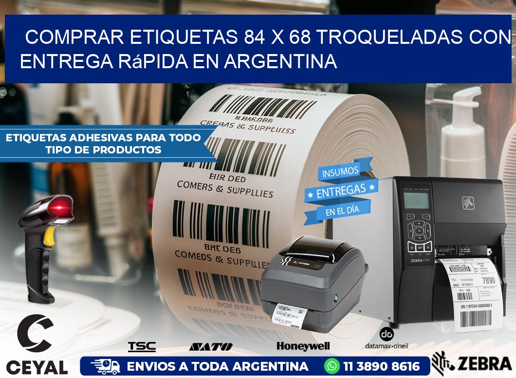 Comprar etiquetas 84 x 68 troqueladas con entrega rápida en Argentina