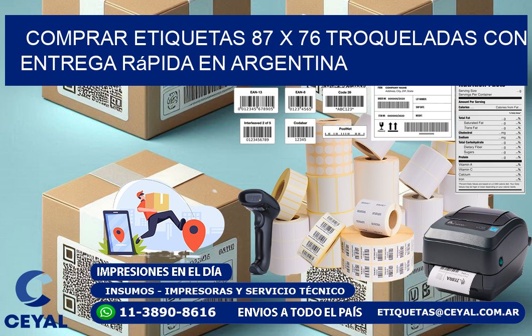 Comprar etiquetas 87 x 76 troqueladas con entrega rápida en Argentina