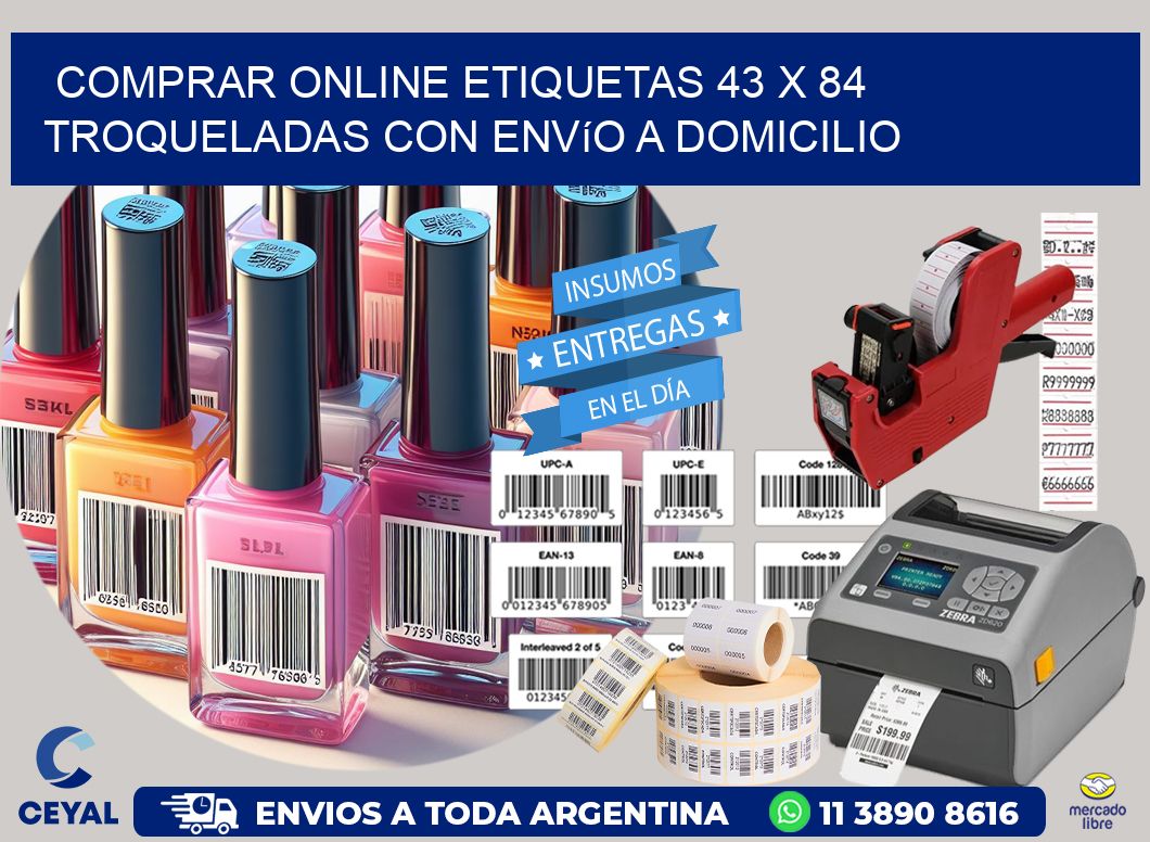 Comprar online etiquetas 43 x 84 troqueladas con envío a domicilio