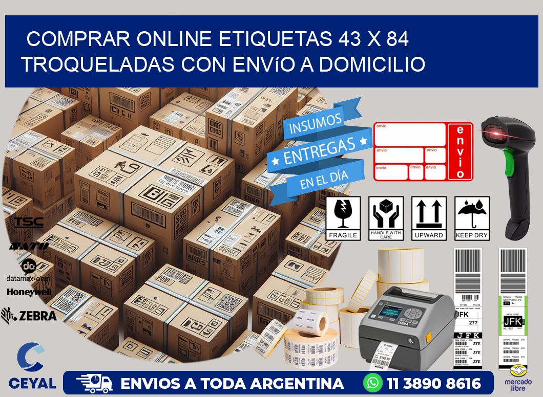 Comprar online etiquetas 43 x 84 troqueladas con envío a domicilio