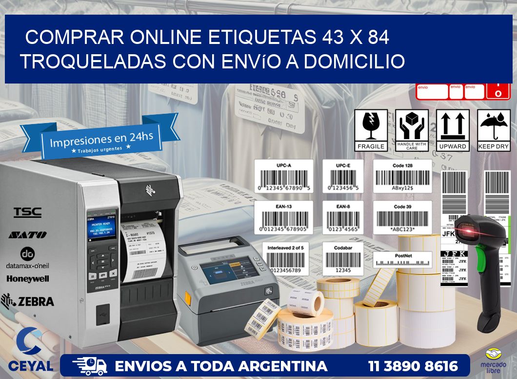 Comprar online etiquetas 43 x 84 troqueladas con envío a domicilio