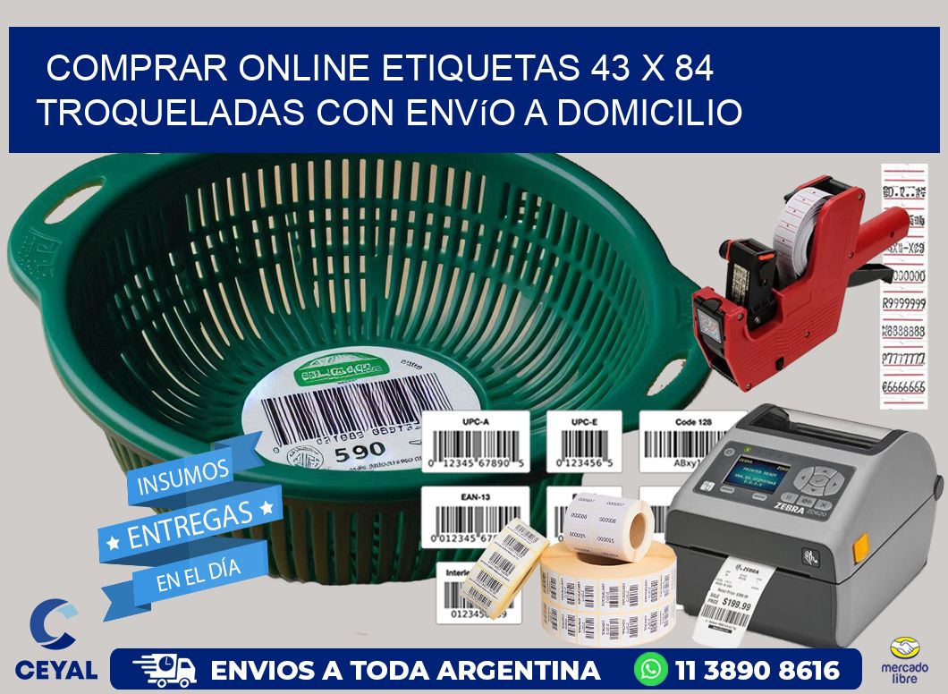 Comprar online etiquetas 43 x 84 troqueladas con envío a domicilio