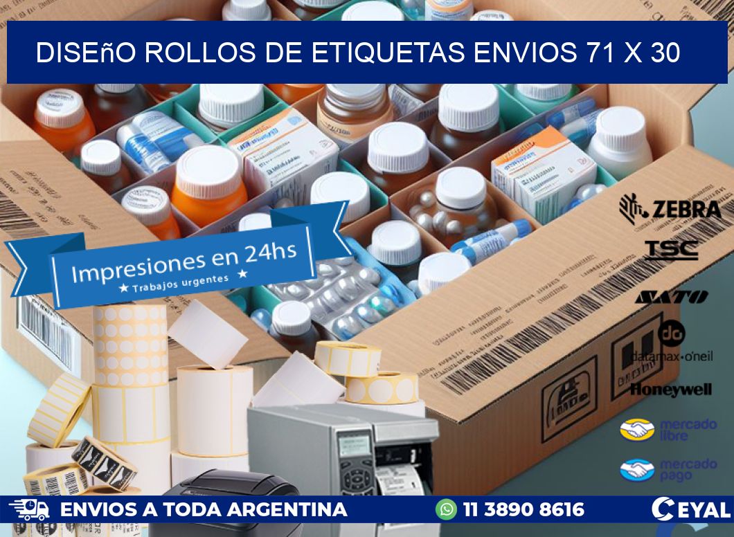 Diseño ROLLOS DE ETIQUETAS ENVIOS 71 x 30