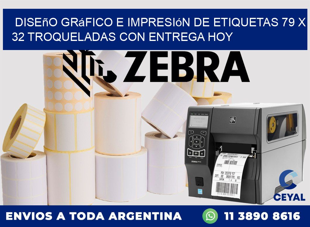 Diseño gráfico e impresión de etiquetas 79 x 32 troqueladas con entrega hoy