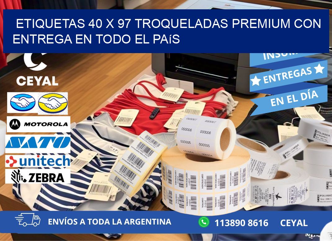 Etiquetas 40 x 97 troqueladas premium con entrega en todo el país