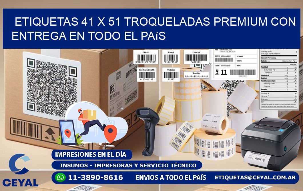 Etiquetas 41 x 51 troqueladas premium con entrega en todo el país