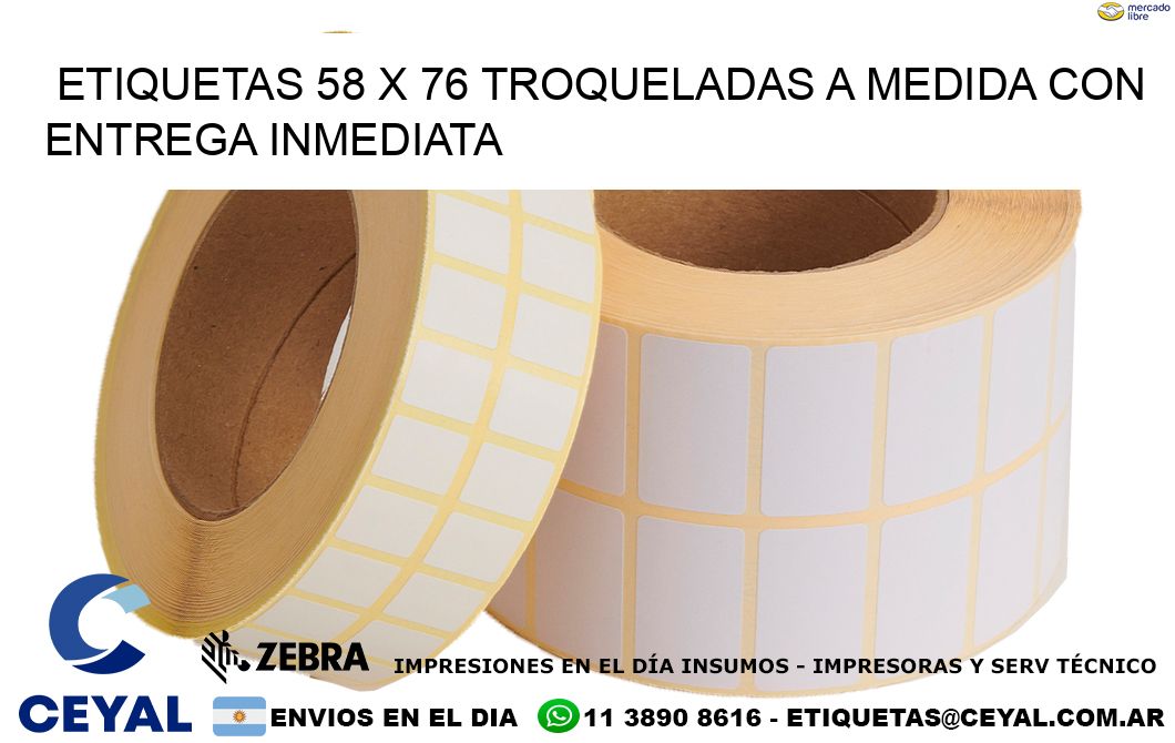 Etiquetas 58 x 76 troqueladas a medida con entrega inmediata
