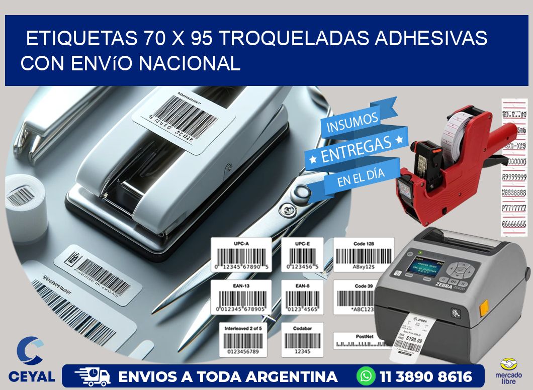 Etiquetas 70 x 95 troqueladas adhesivas con envío nacional