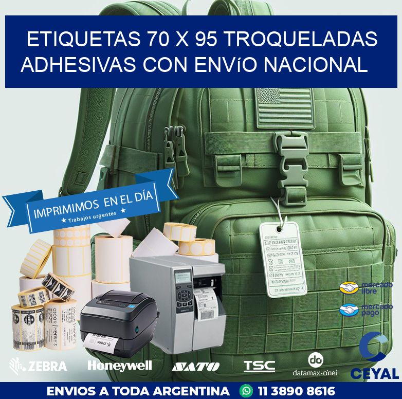 Etiquetas 70 x 95 troqueladas adhesivas con envío nacional