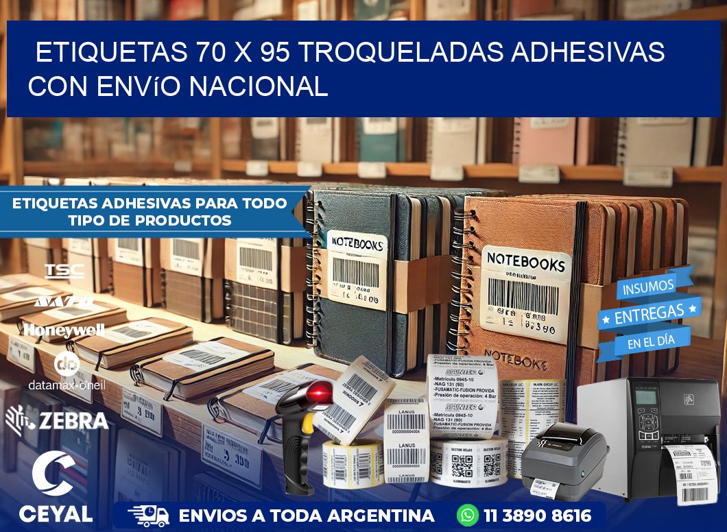 Etiquetas 70 x 95 troqueladas adhesivas con envío nacional