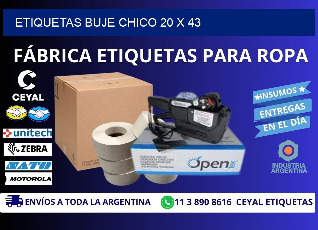 Etiquetas buje chico 20 x 43
