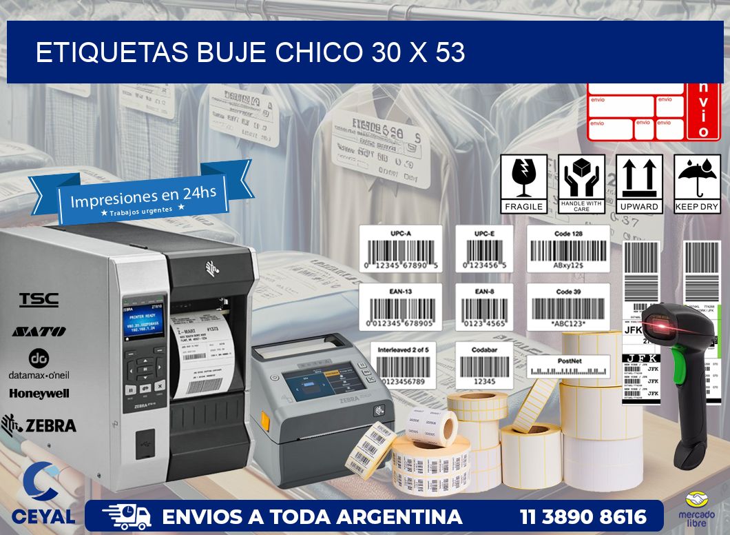 Etiquetas buje chico 30 x 53