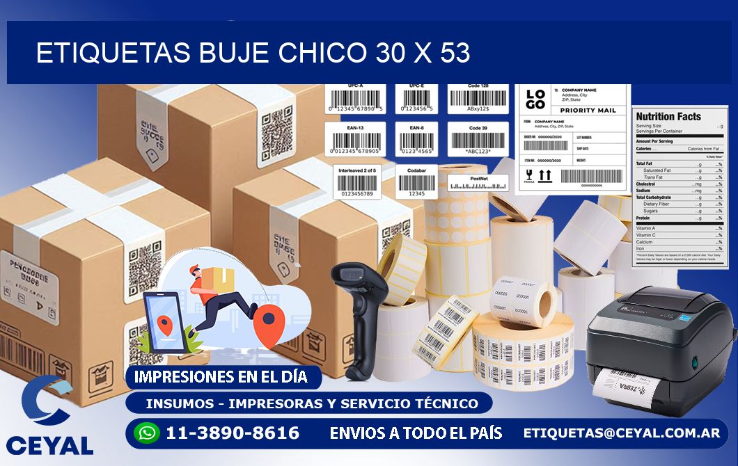 Etiquetas buje chico 30 x 53