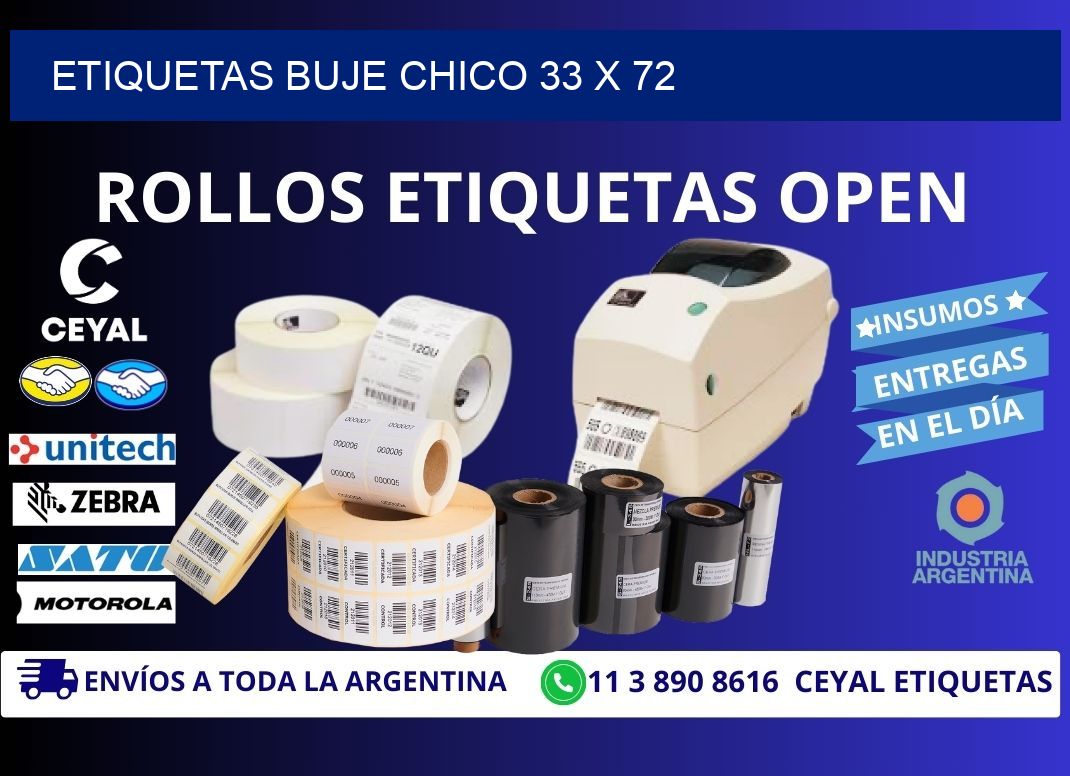 Etiquetas buje chico 33 x 72