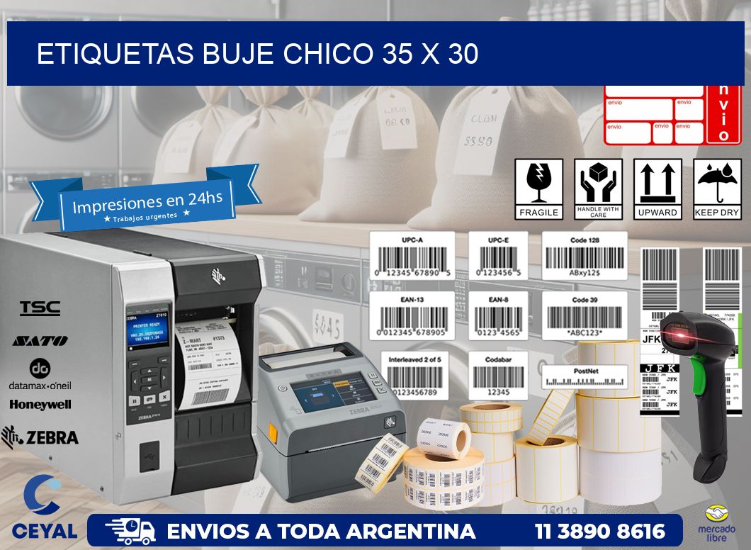 Etiquetas buje chico 35 x 30