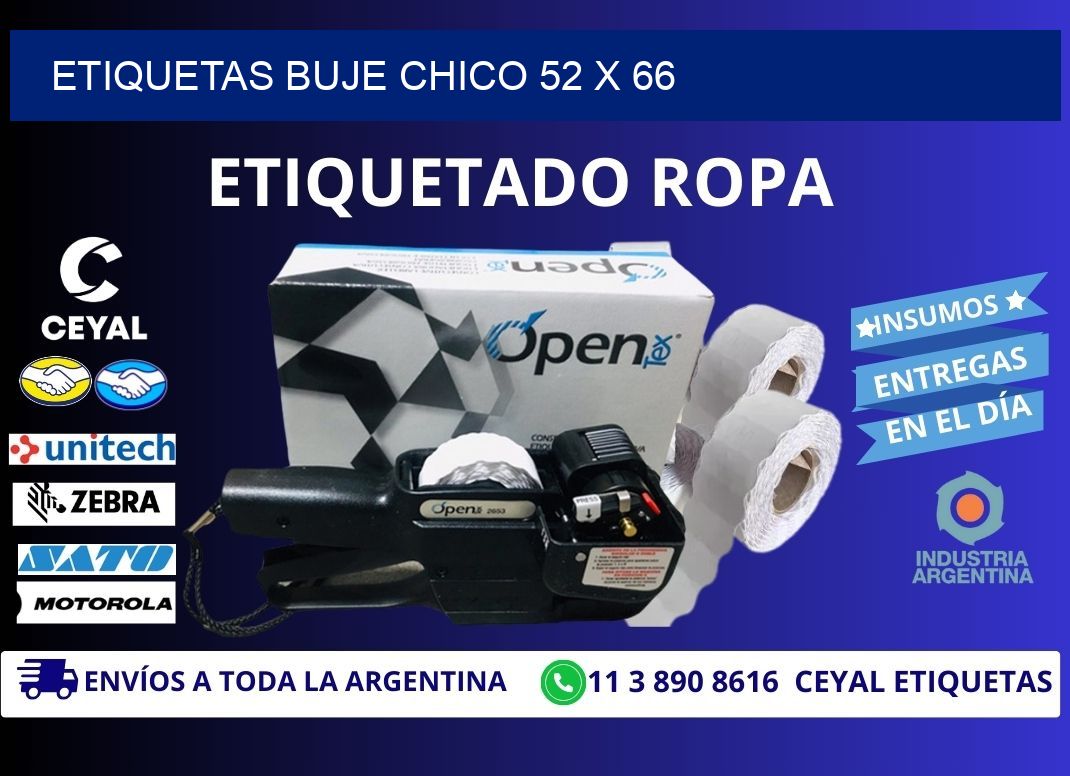 Etiquetas buje chico 52 x 66