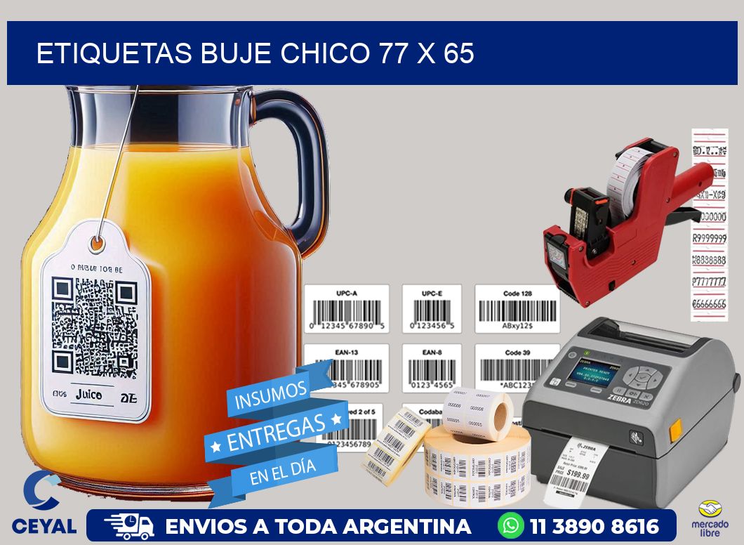 Etiquetas buje chico 77 x 65