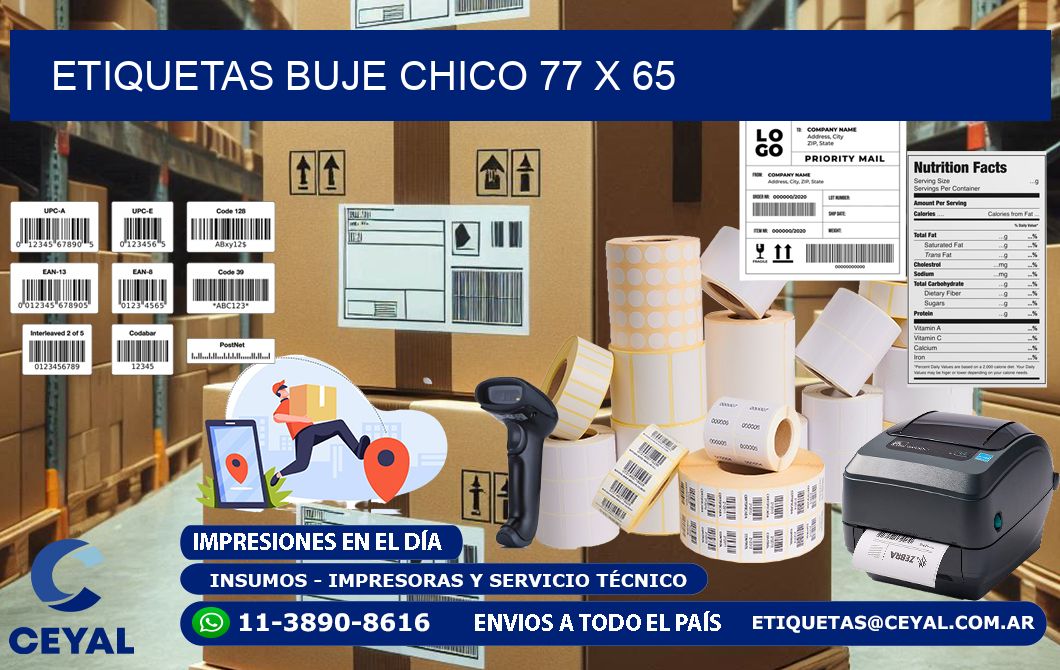 Etiquetas buje chico 77 x 65