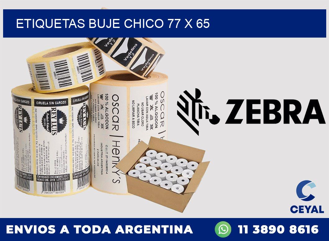 Etiquetas buje chico 77 x 65