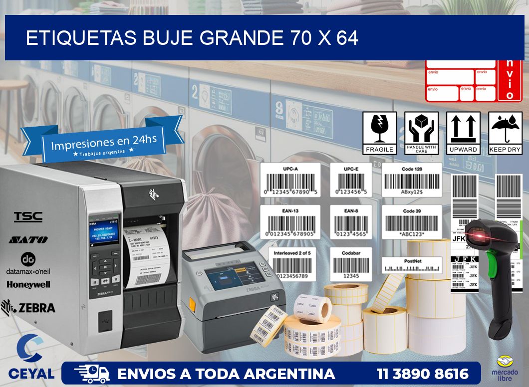 Etiquetas buje grande 70 x 64