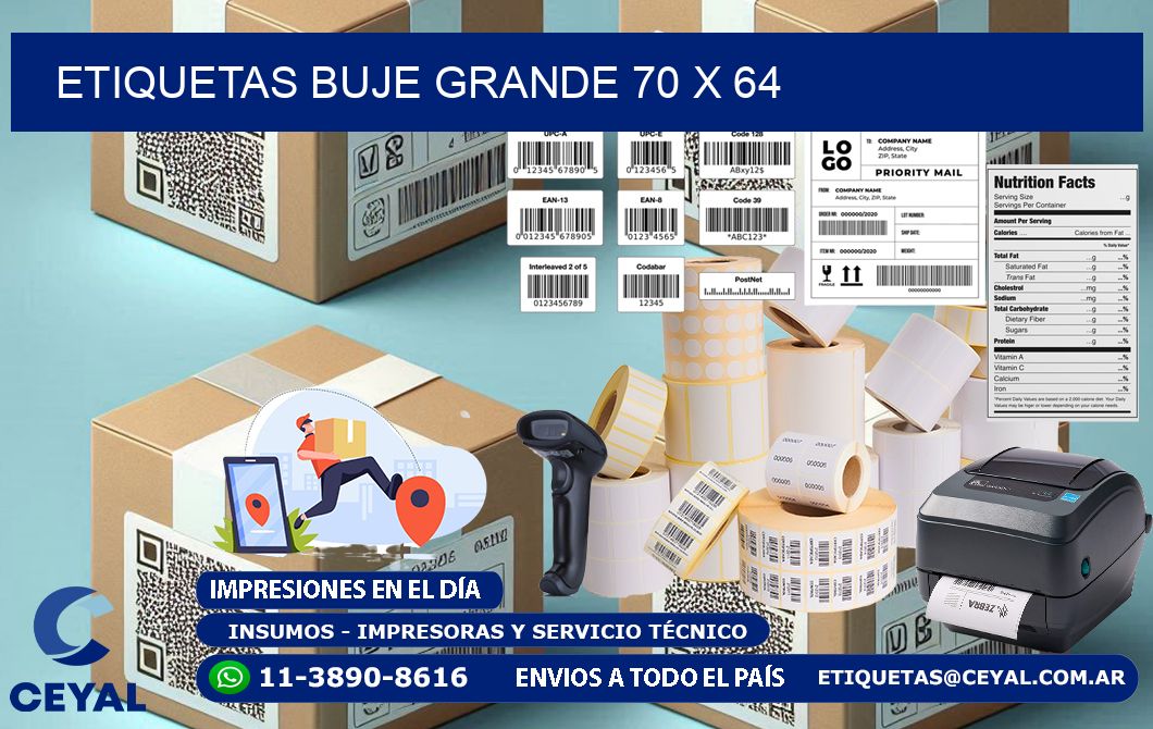 Etiquetas buje grande 70 x 64