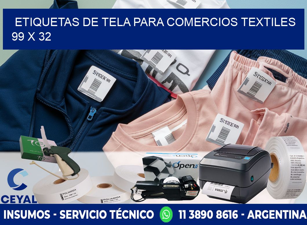 Etiquetas de tela para comercios textiles  99 x 32