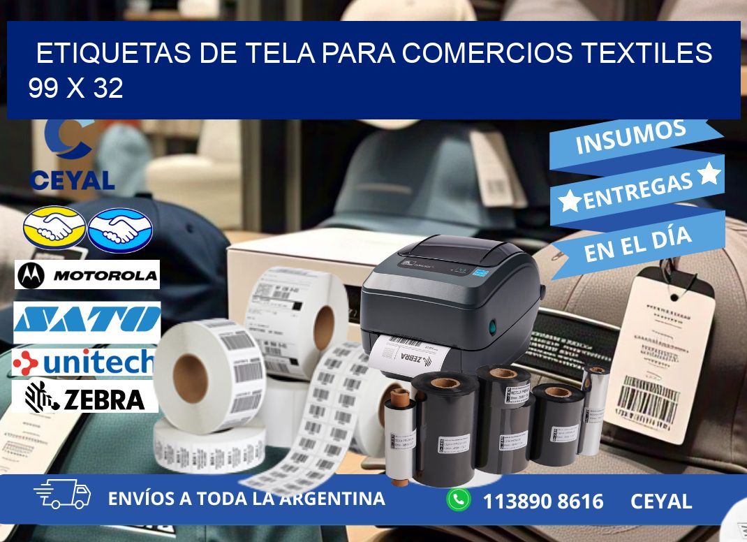 Etiquetas de tela para comercios textiles  99 x 32