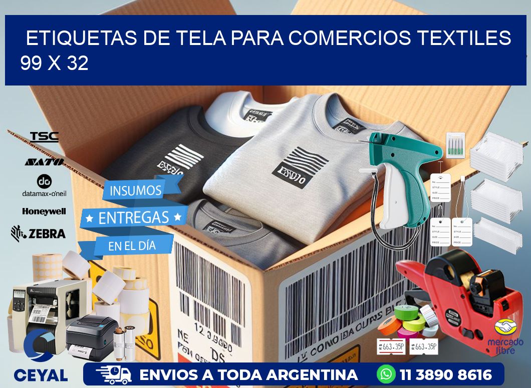 Etiquetas de tela para comercios textiles  99 x 32