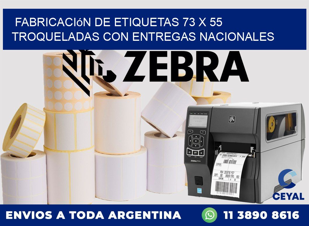 Fabricación de etiquetas 73 x 55 troqueladas con entregas nacionales