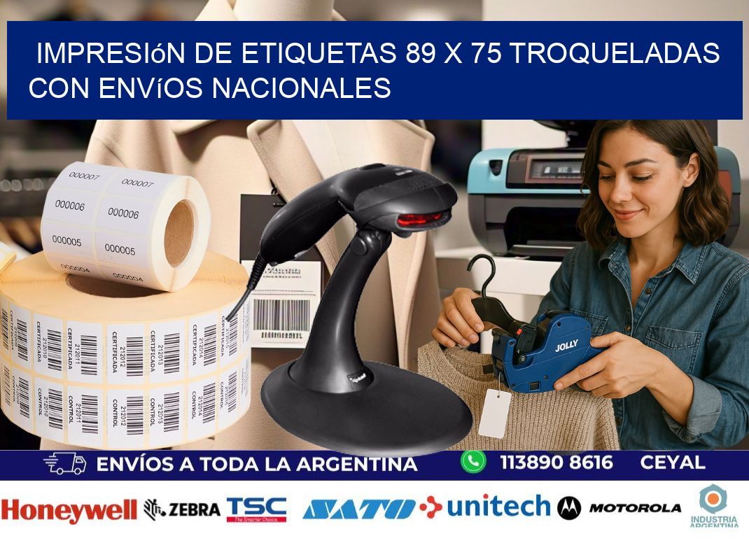 Impresión de etiquetas 89 x 75 troqueladas con envíos nacionales