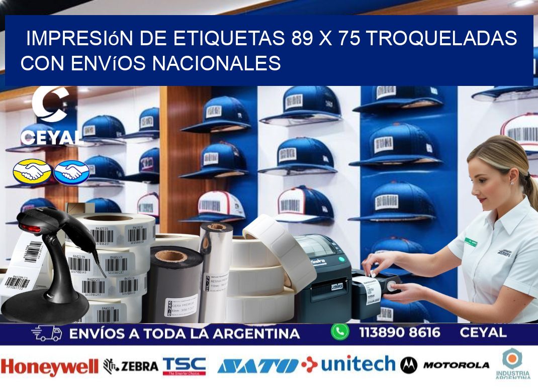 Impresión de etiquetas 89 x 75 troqueladas con envíos nacionales