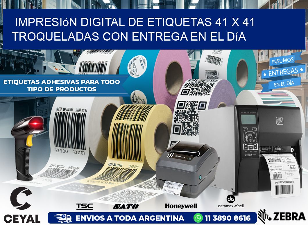 Impresión digital de etiquetas 41 x 41 troqueladas con entrega en el día