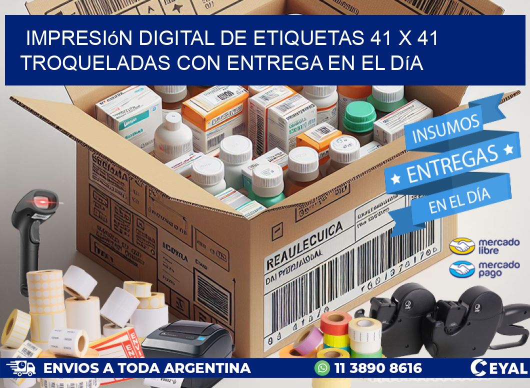 Impresión digital de etiquetas 41 x 41 troqueladas con entrega en el día