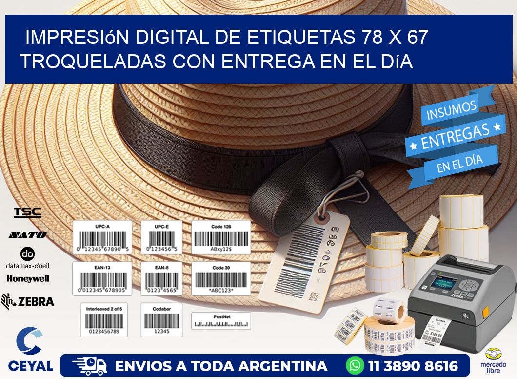 Impresión digital de etiquetas 78 x 67 troqueladas con entrega en el día