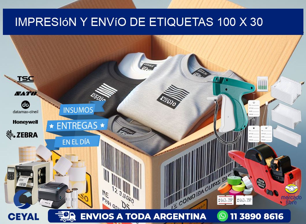 Impresión y envío de etiquetas 100 x 30