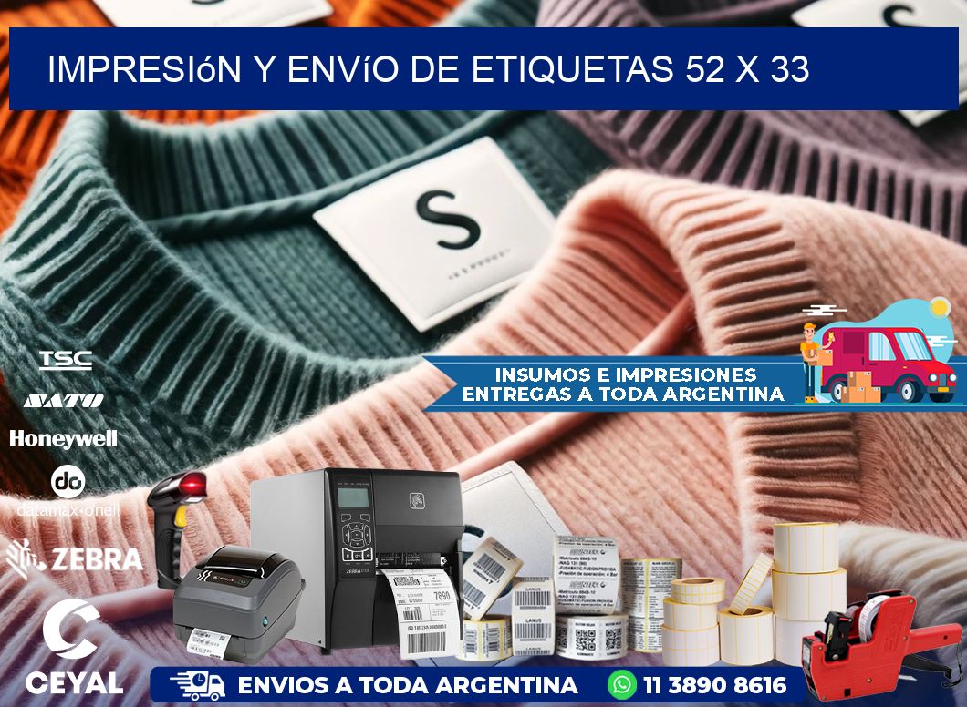 Impresión y envío de etiquetas 52 x 33