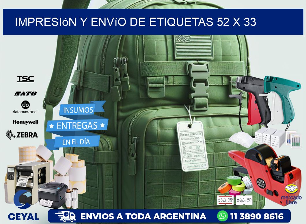 Impresión y envío de etiquetas 52 x 33