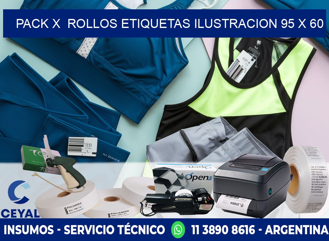 Pack X  Rollos Etiquetas Ilustracion 95 x 60